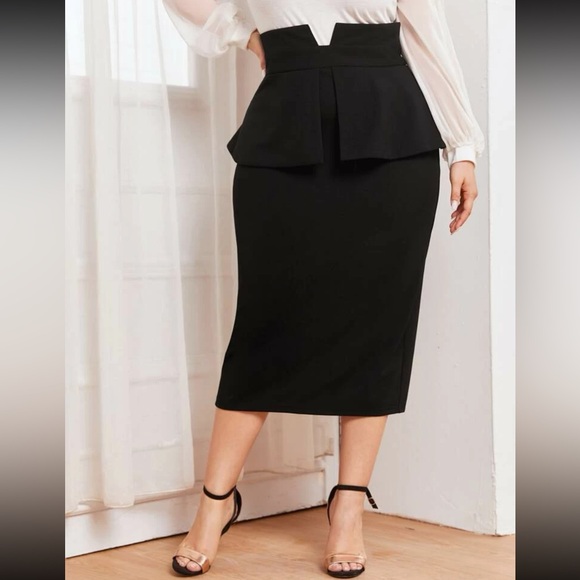 Chic High-Rise Elegant Peplum Pencil Skirt Sz 2XL (16) - Picture 2 of 10